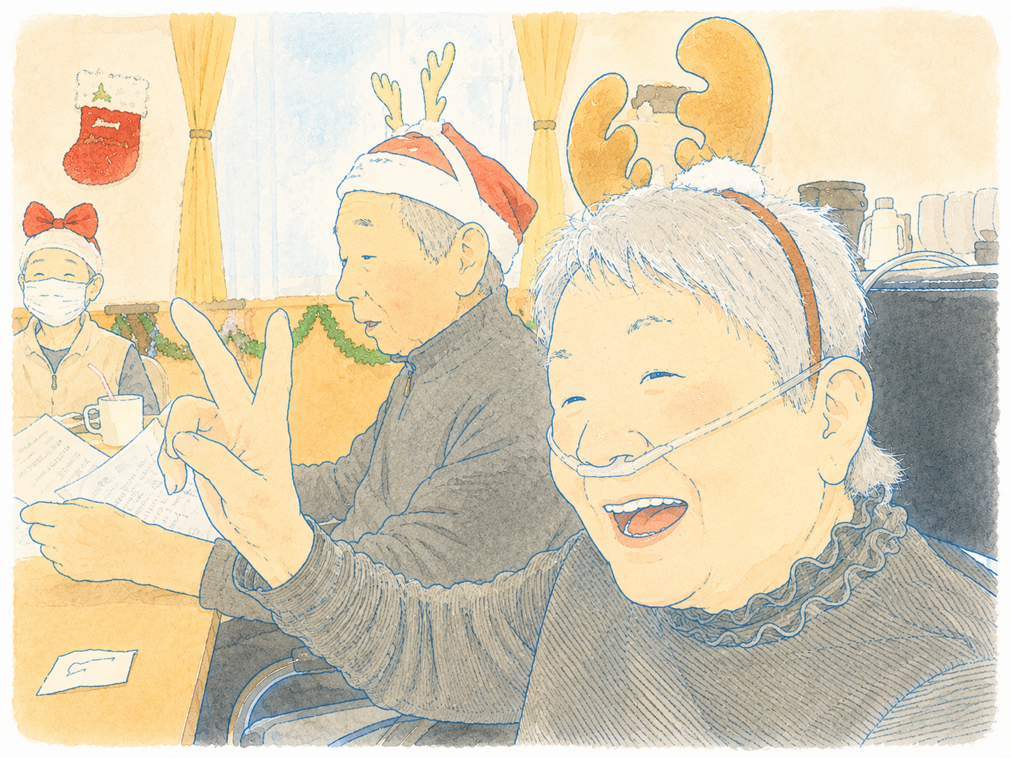 利用者がレクリエーション活動で笑顔で過ごす様子