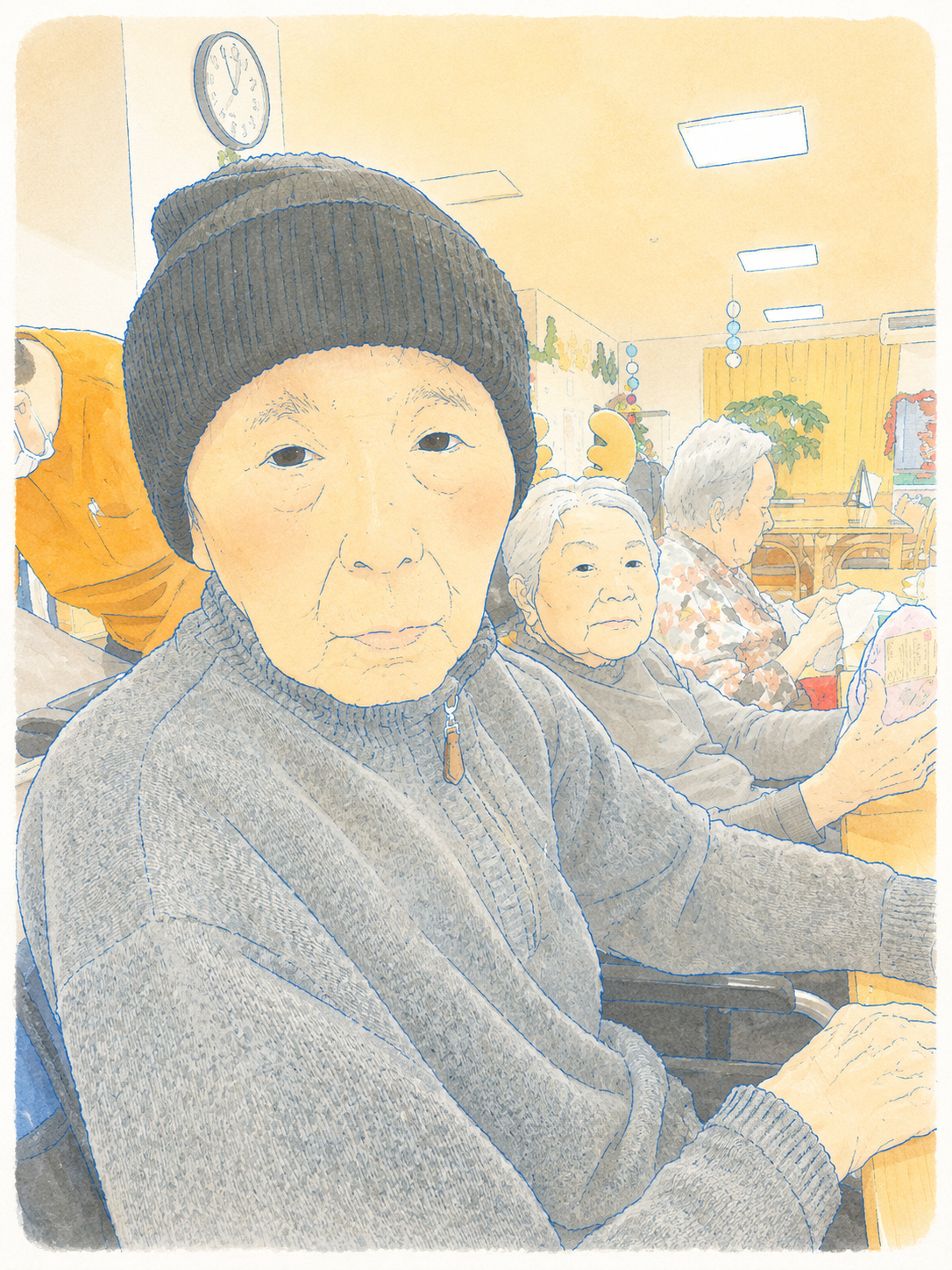 施設内で穏やかに過ごす高齢者の様子